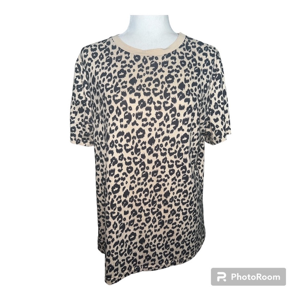 Blooming Jelly Cheetah Print Tan and Black Short Sleeve T-Shirt Sz XL
